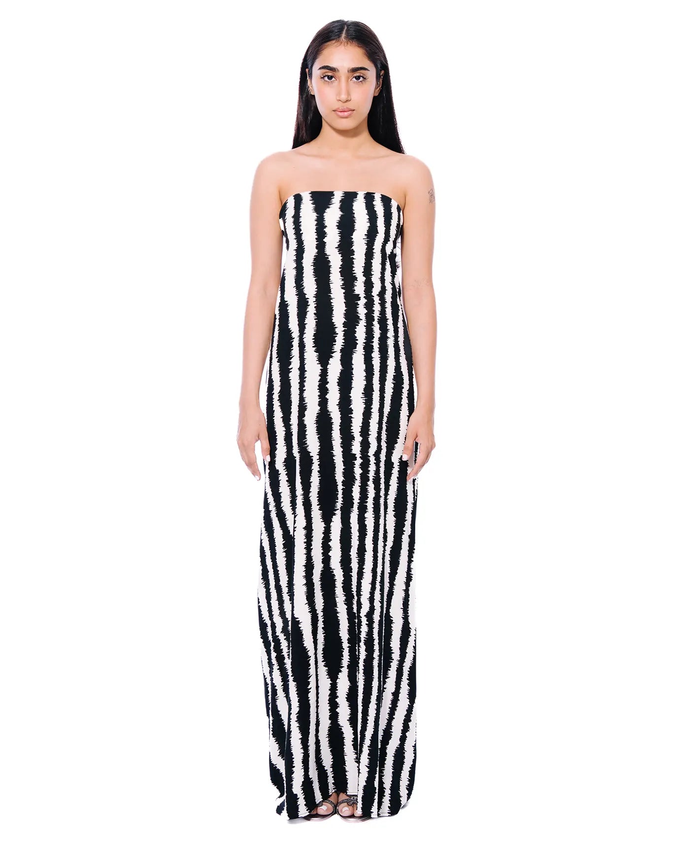 B/W Strapless Dress