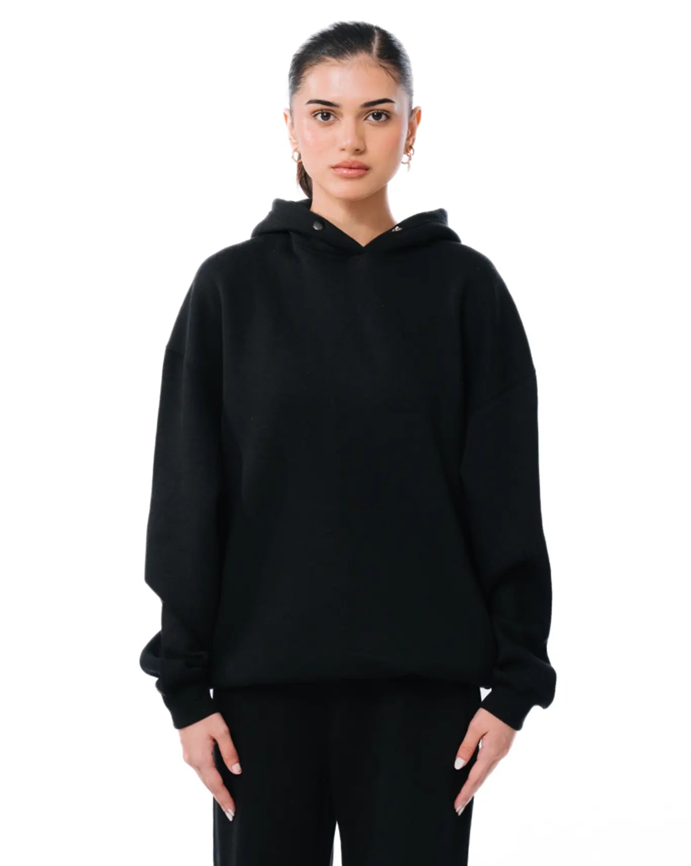 Oversized Pullover Hoodie in pure black