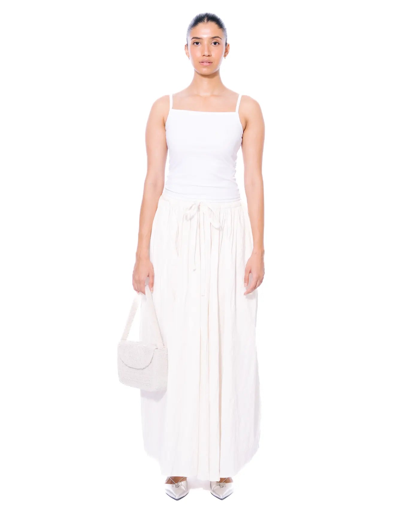 White Gathered Skirt
