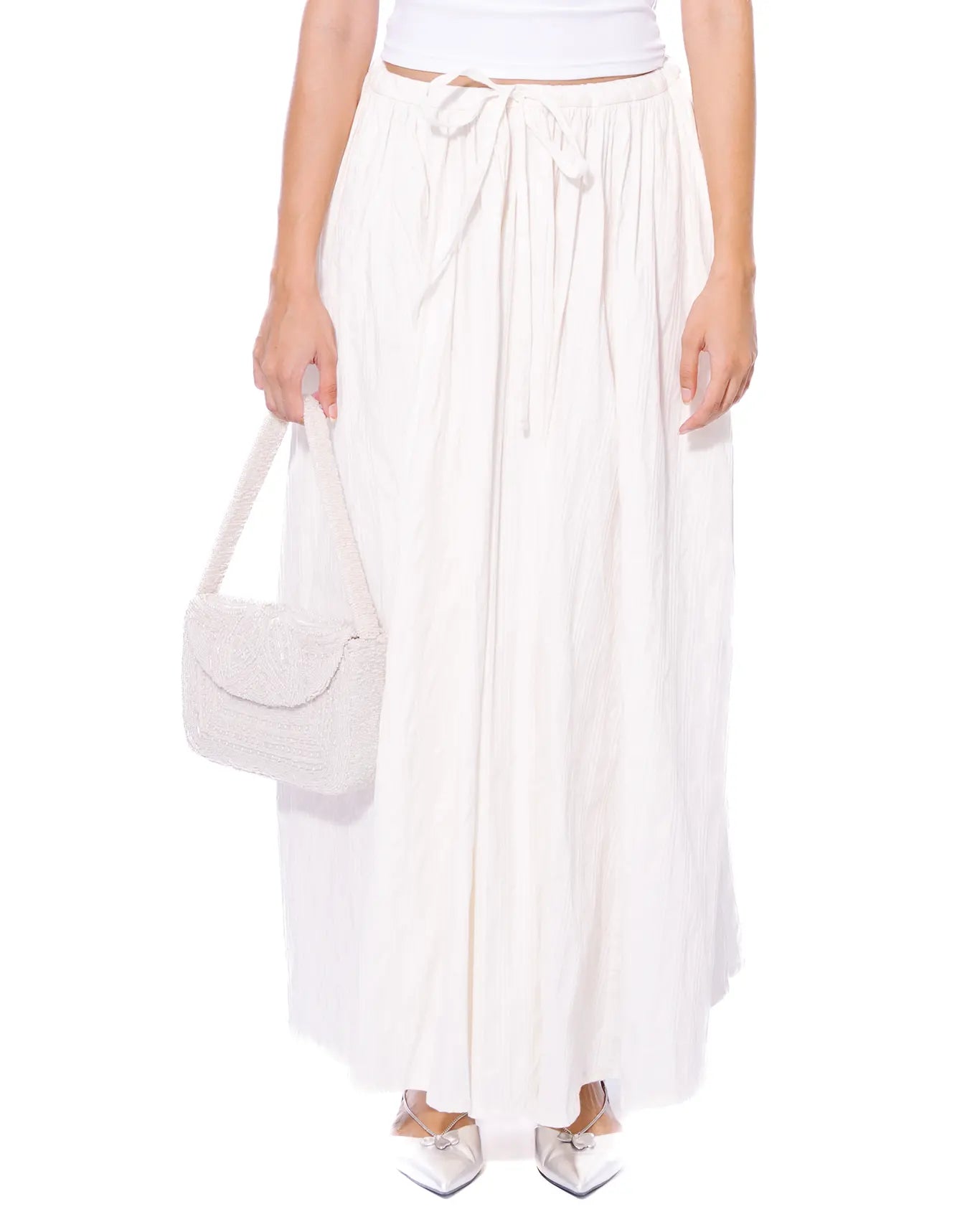 White Gathered Skirt