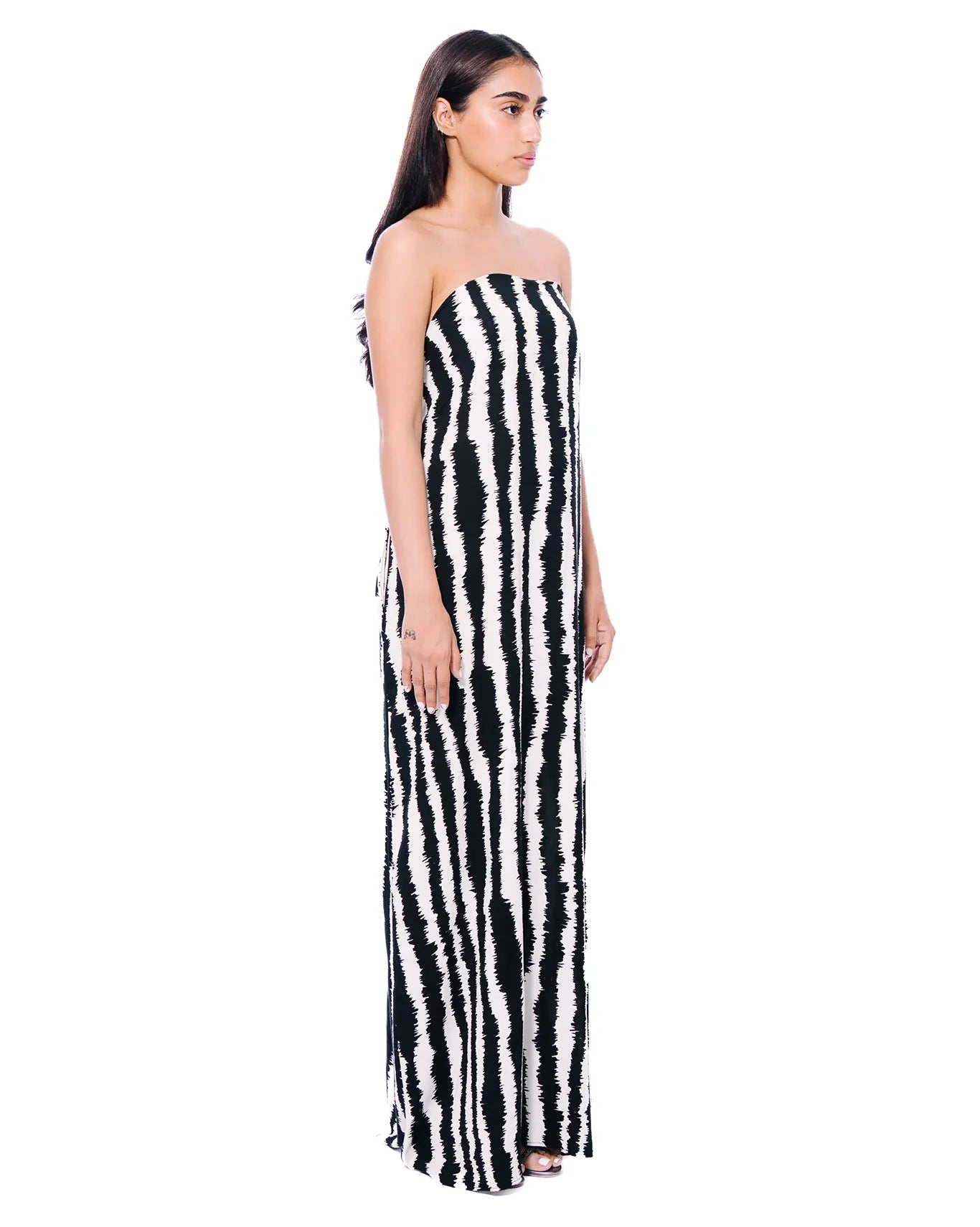 B/W Strapless Dress