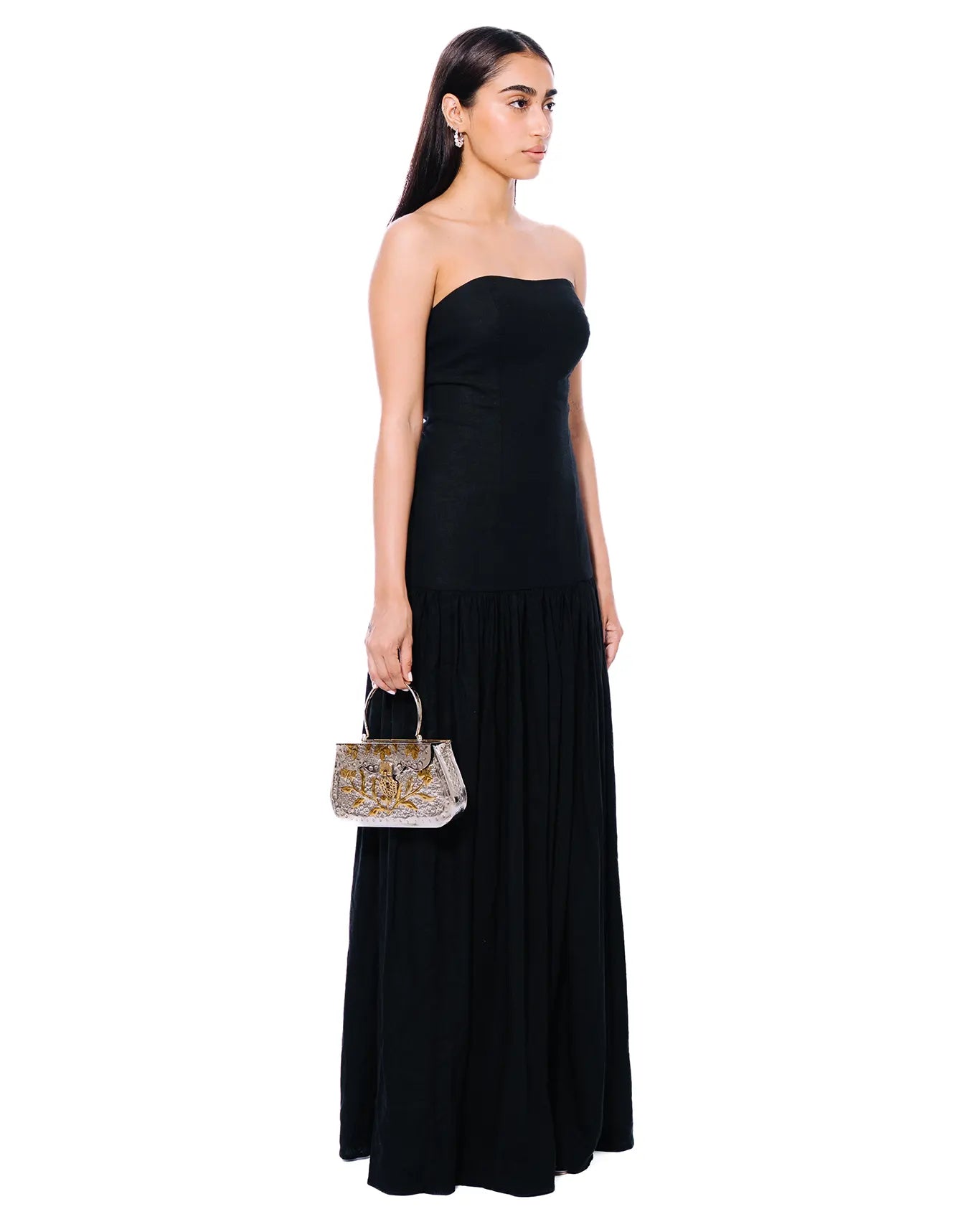 Black Contour Gather Dress