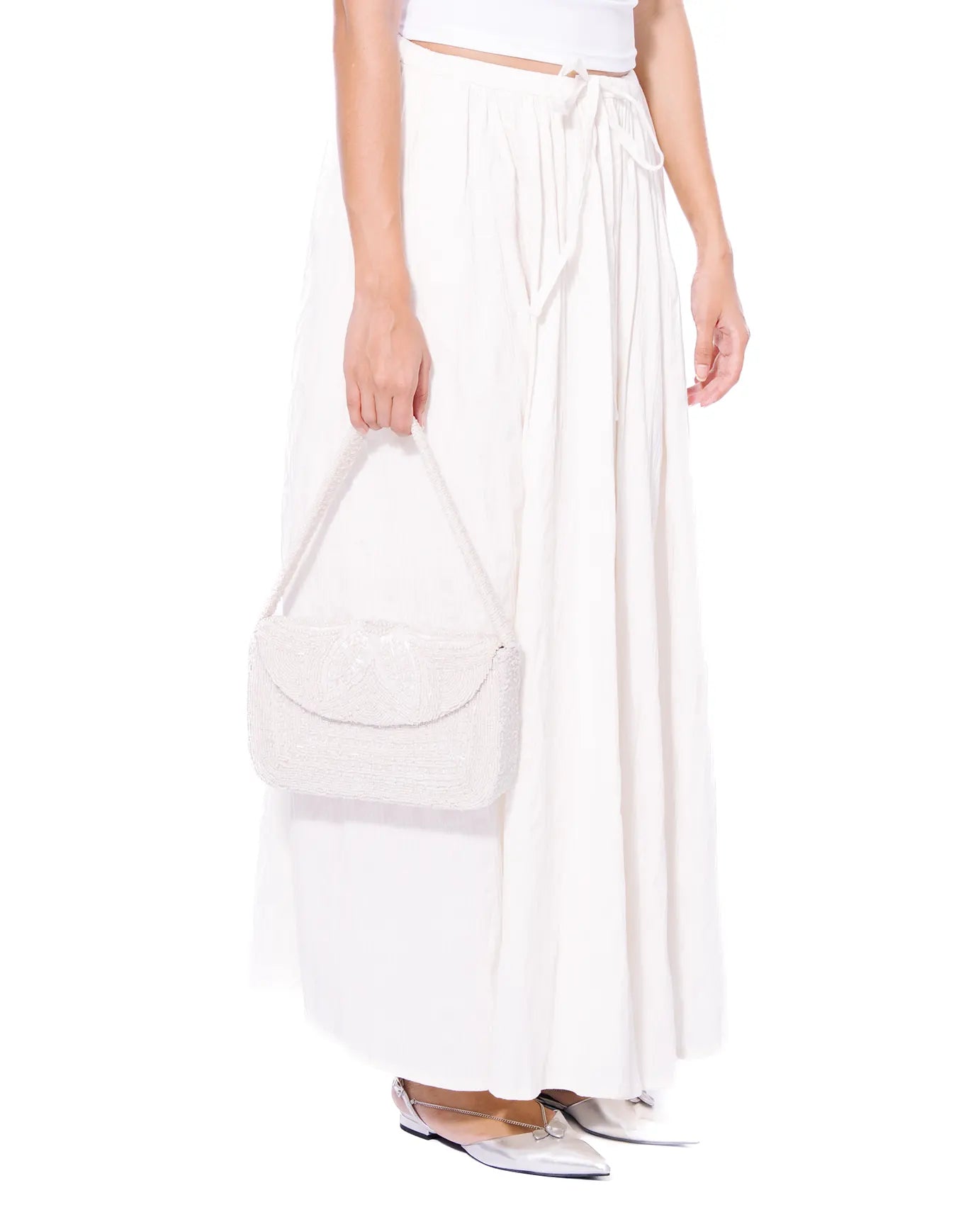 White Gathered Skirt
