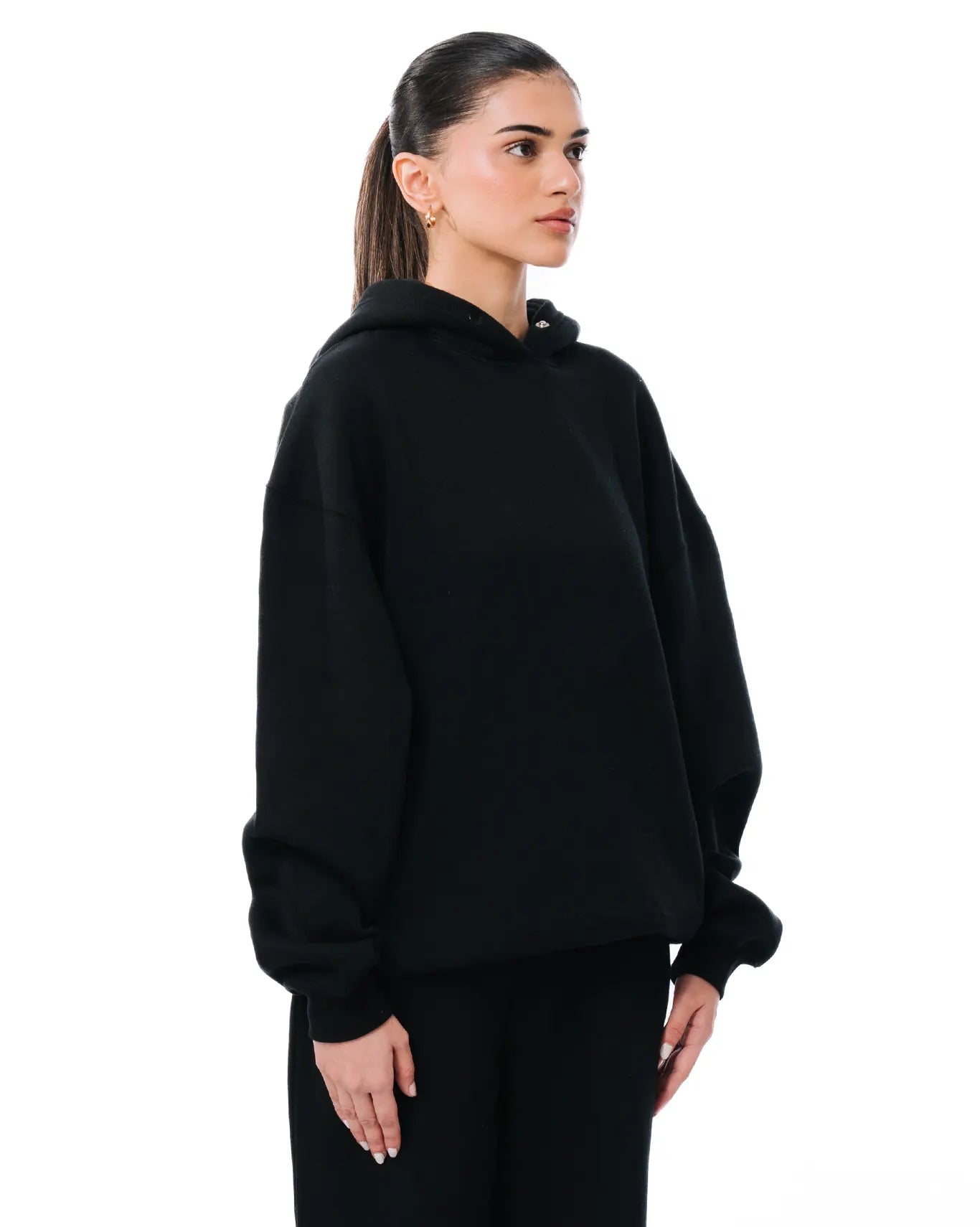 Oversized Pullover Hoodie in pure black