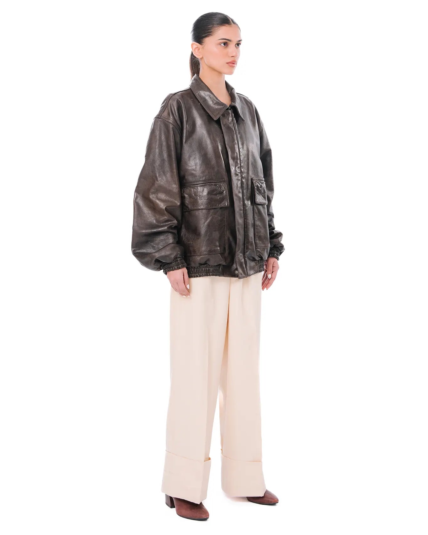 Cyanide Leather Jacket in brown