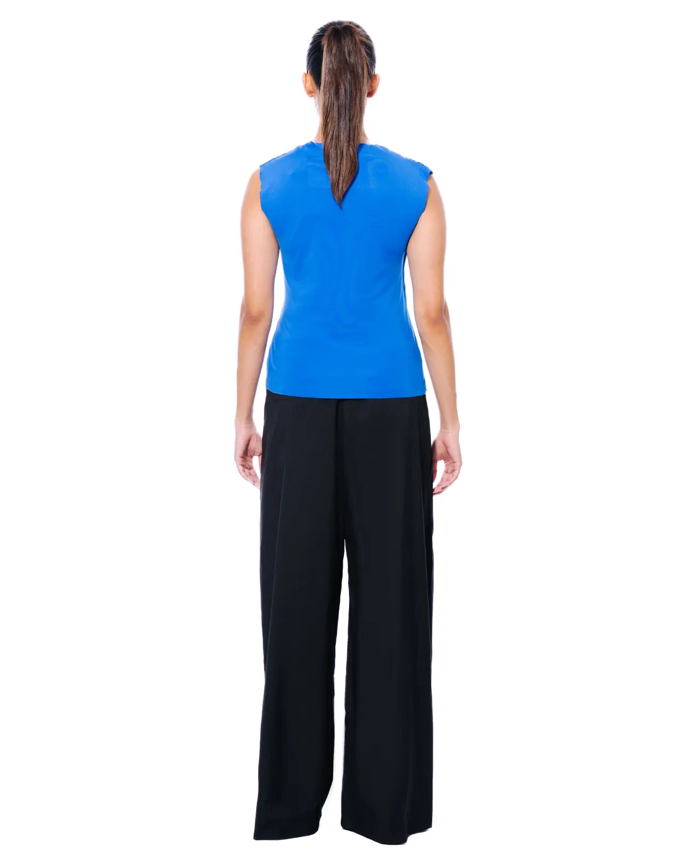 Cobalt Blue Pleated Overlap Top