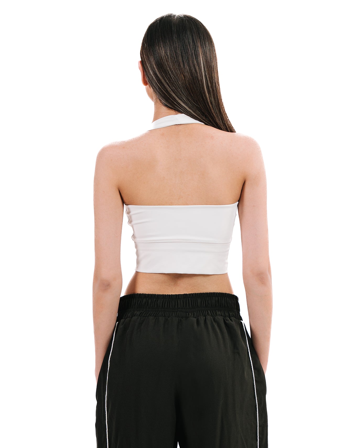 Seamless Halter Neck Sports Bra In White