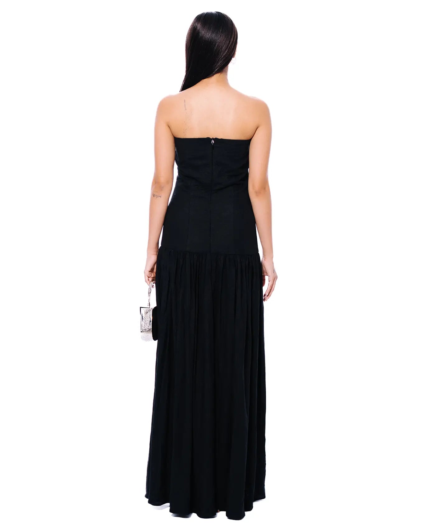 Black Contour Gather Dress