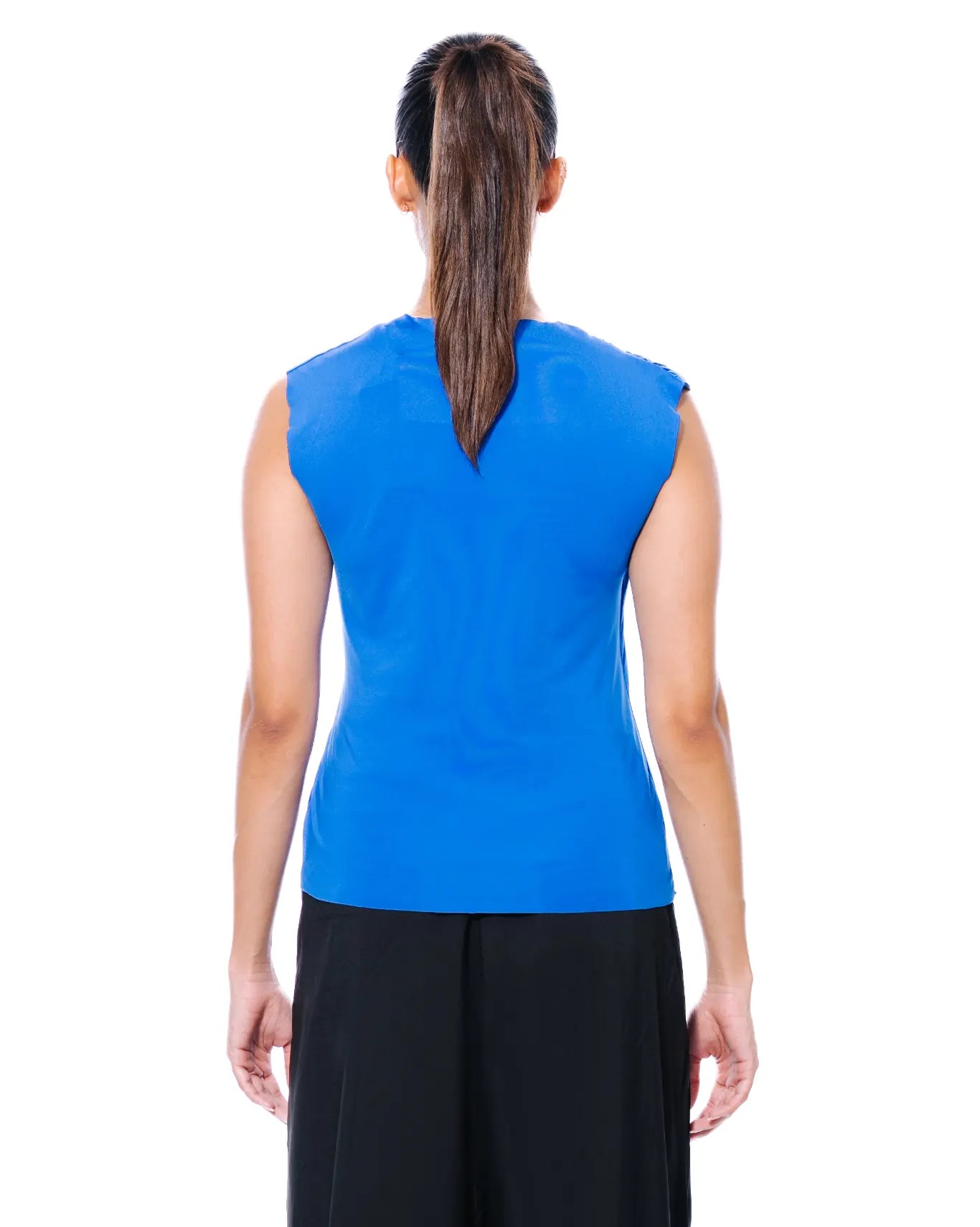 Cobalt Blue Pleated Overlap Top