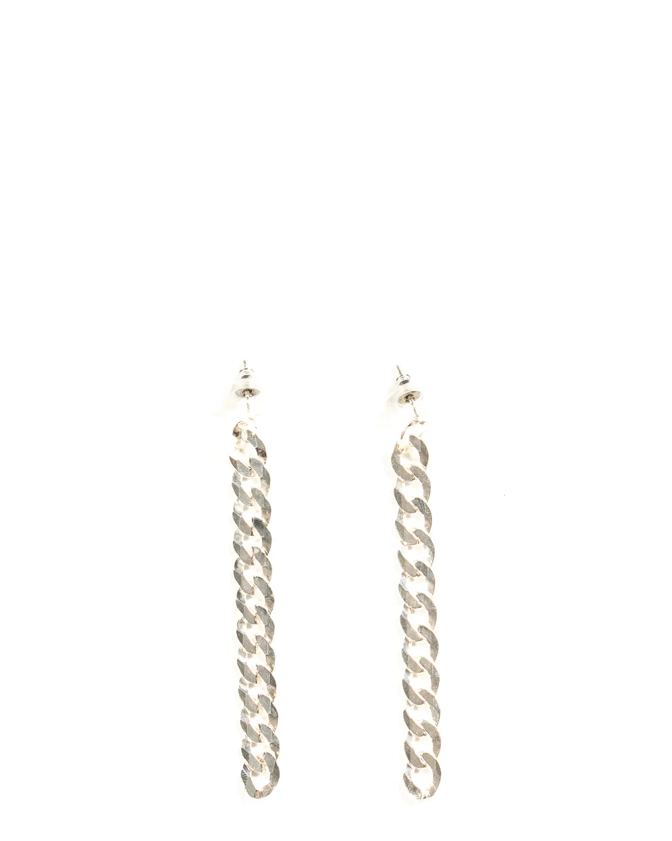 Amna Shariff Silver Long Chain Link Earrings cult