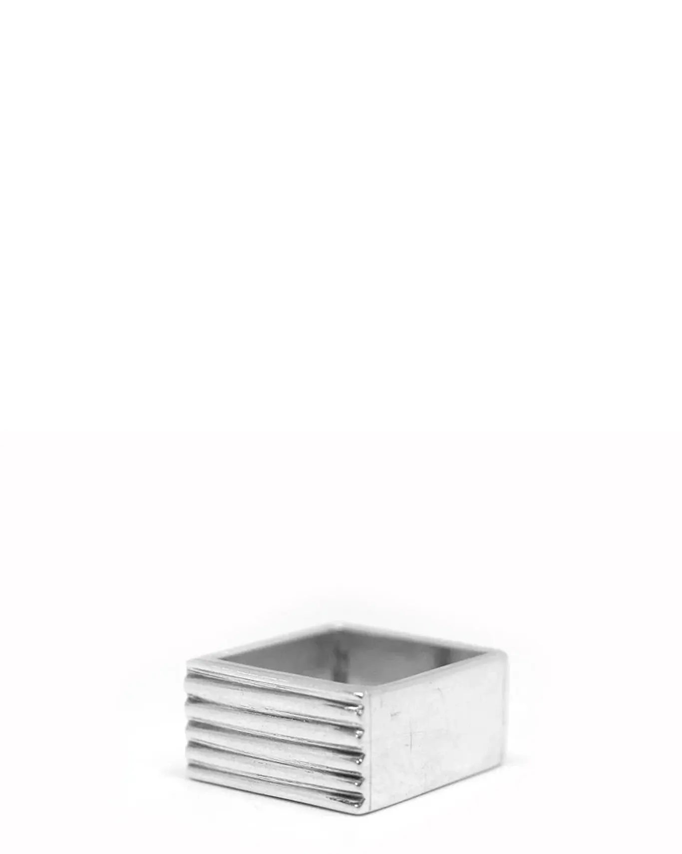 Amna Shariff Silver Square Band With Grooves cult