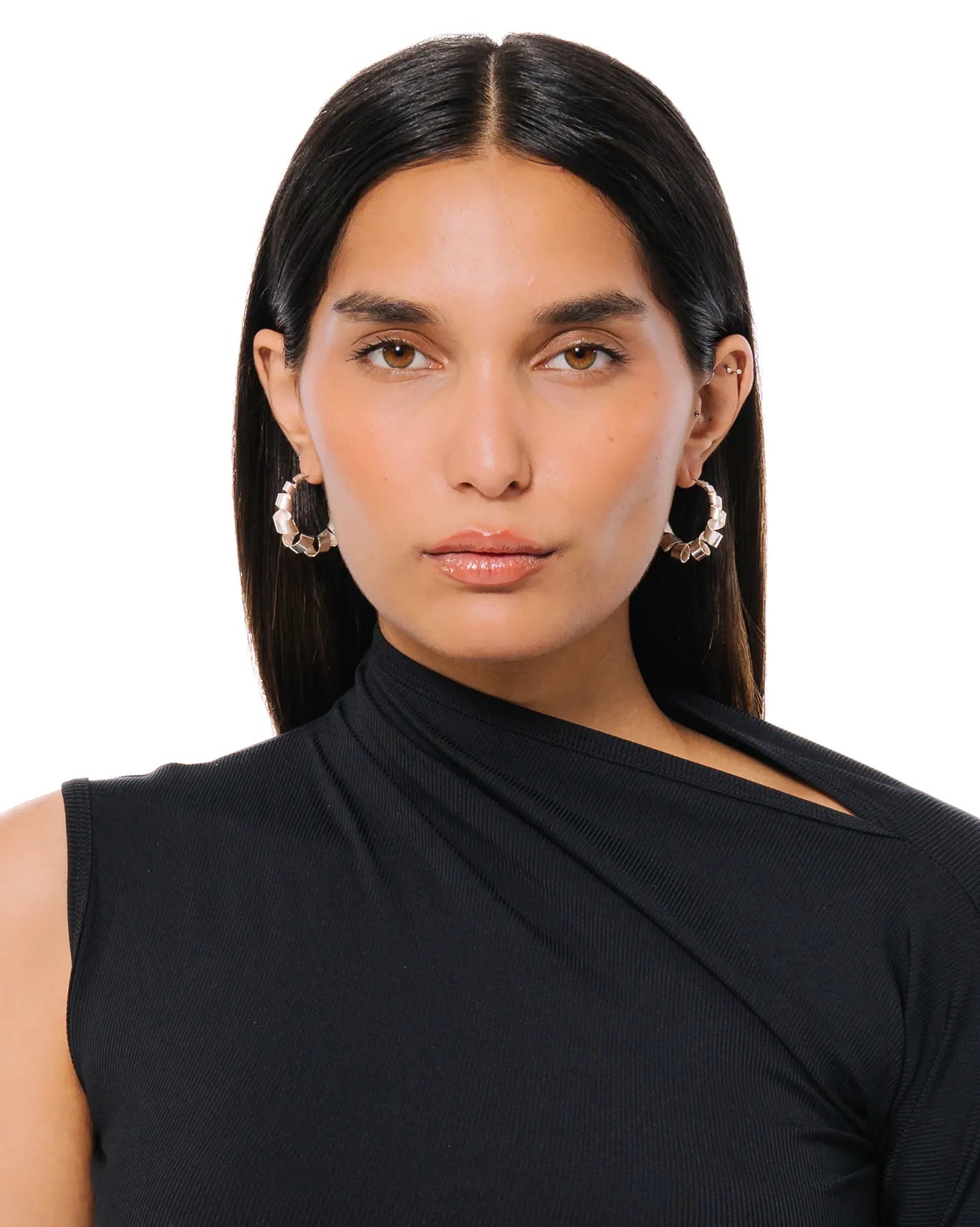 Amna Shariff Silver Twisted Hoops Earrings cult