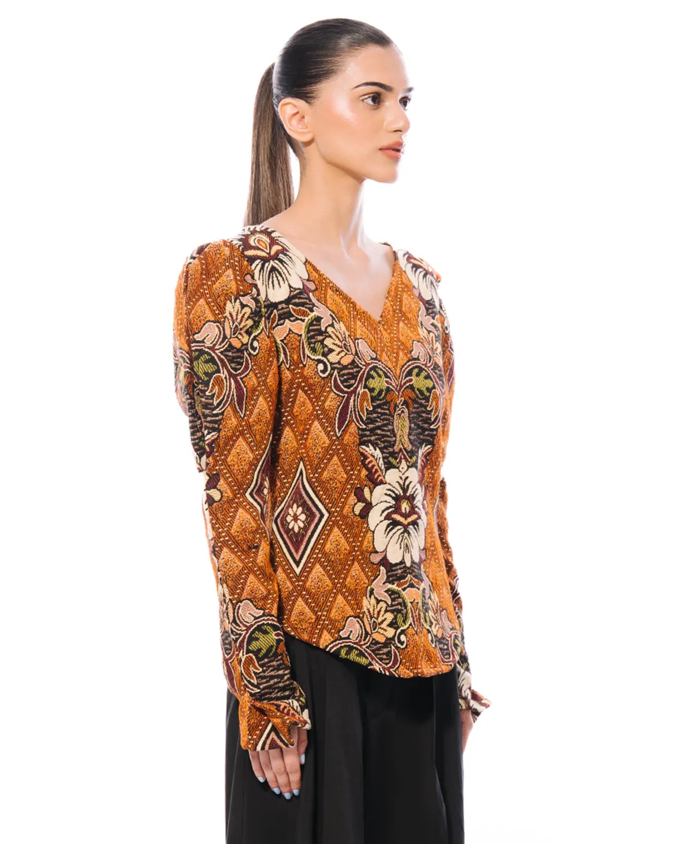 Collected xx Brown Puff Sleeves Benazir Top Cult Store