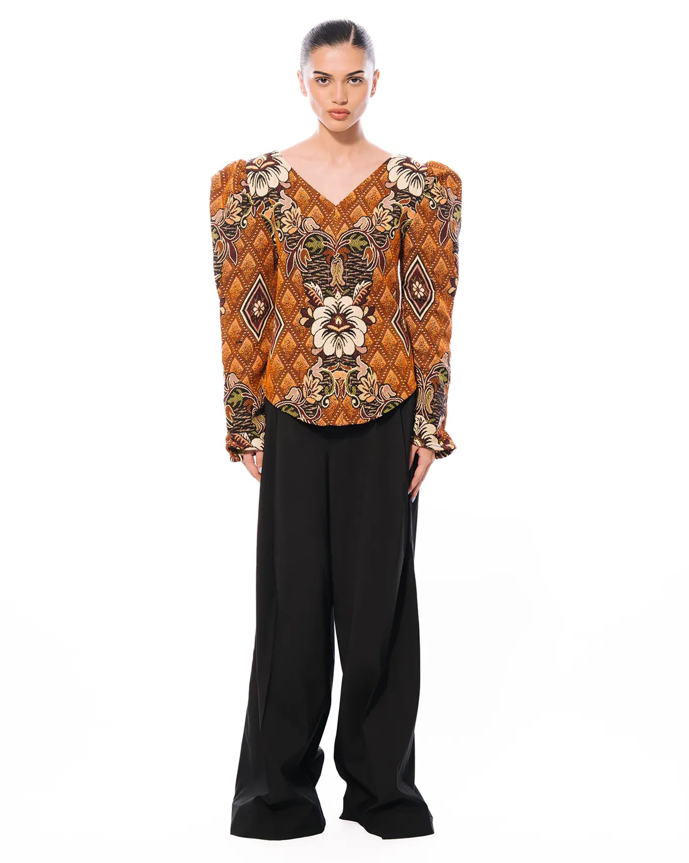 Collected xx Brown Puff Sleeves Benazir Top Cult Store