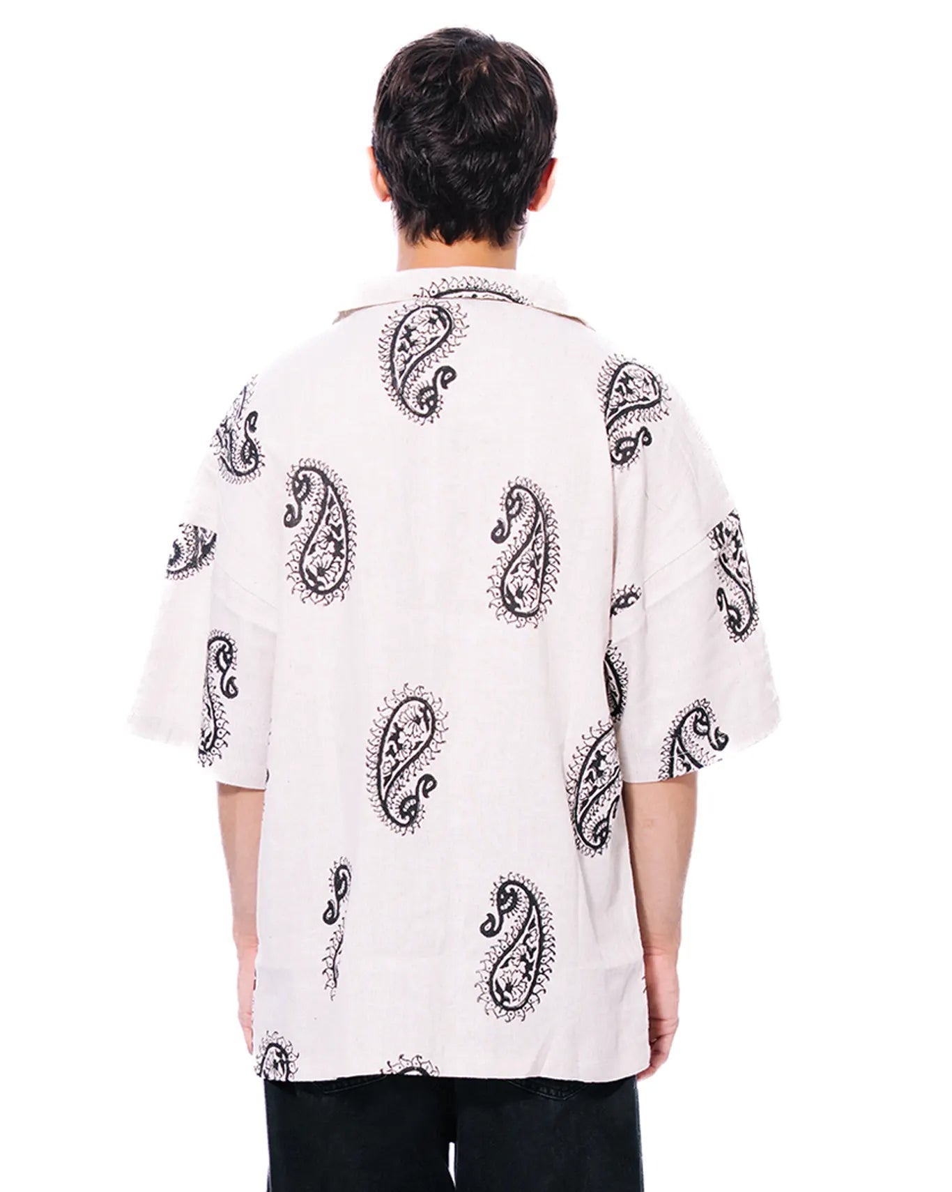 Collected Xx Off White Block Print Linen Shirt