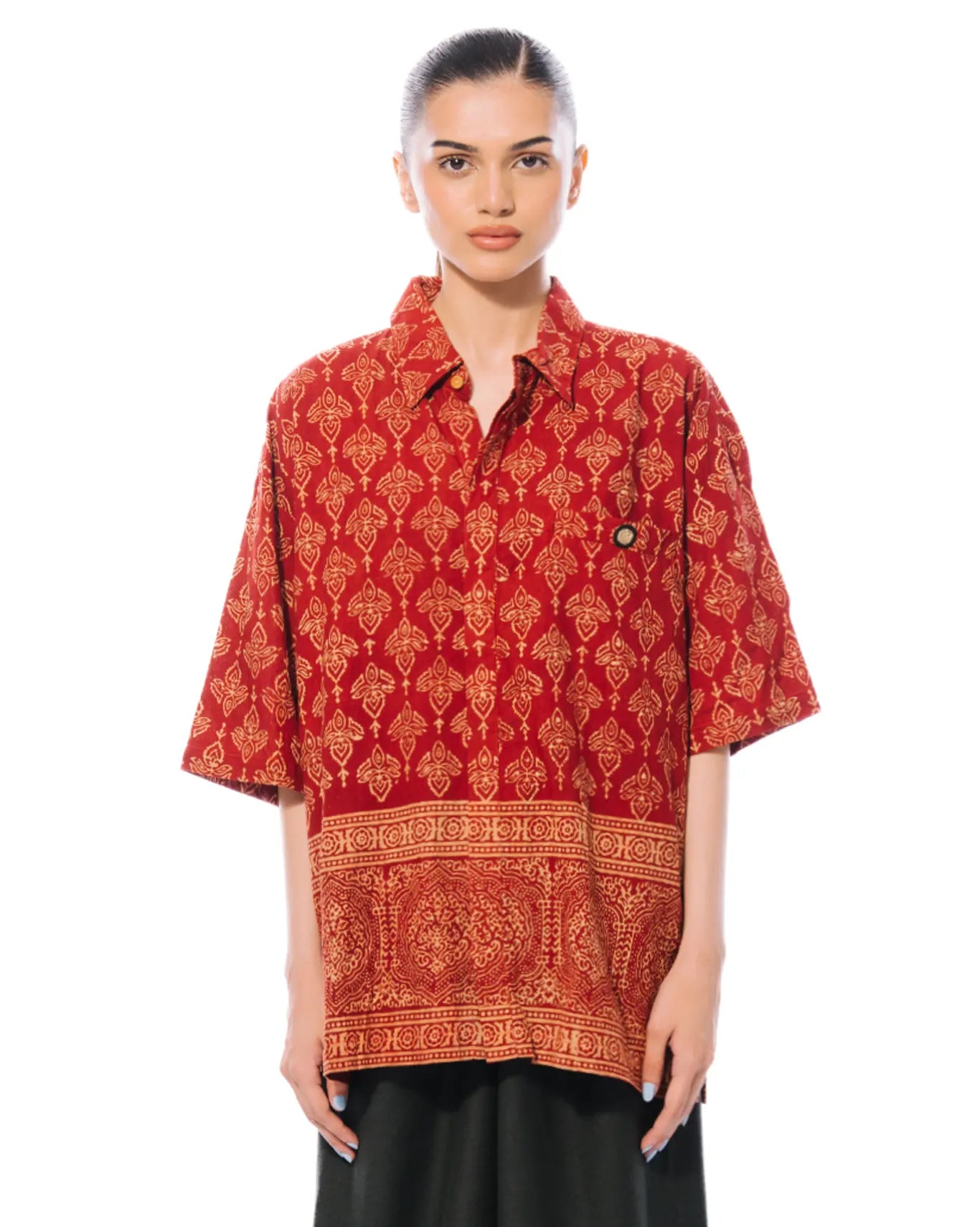 Collected Red Mughal Hand Block Printed Shirt Cult Store PK