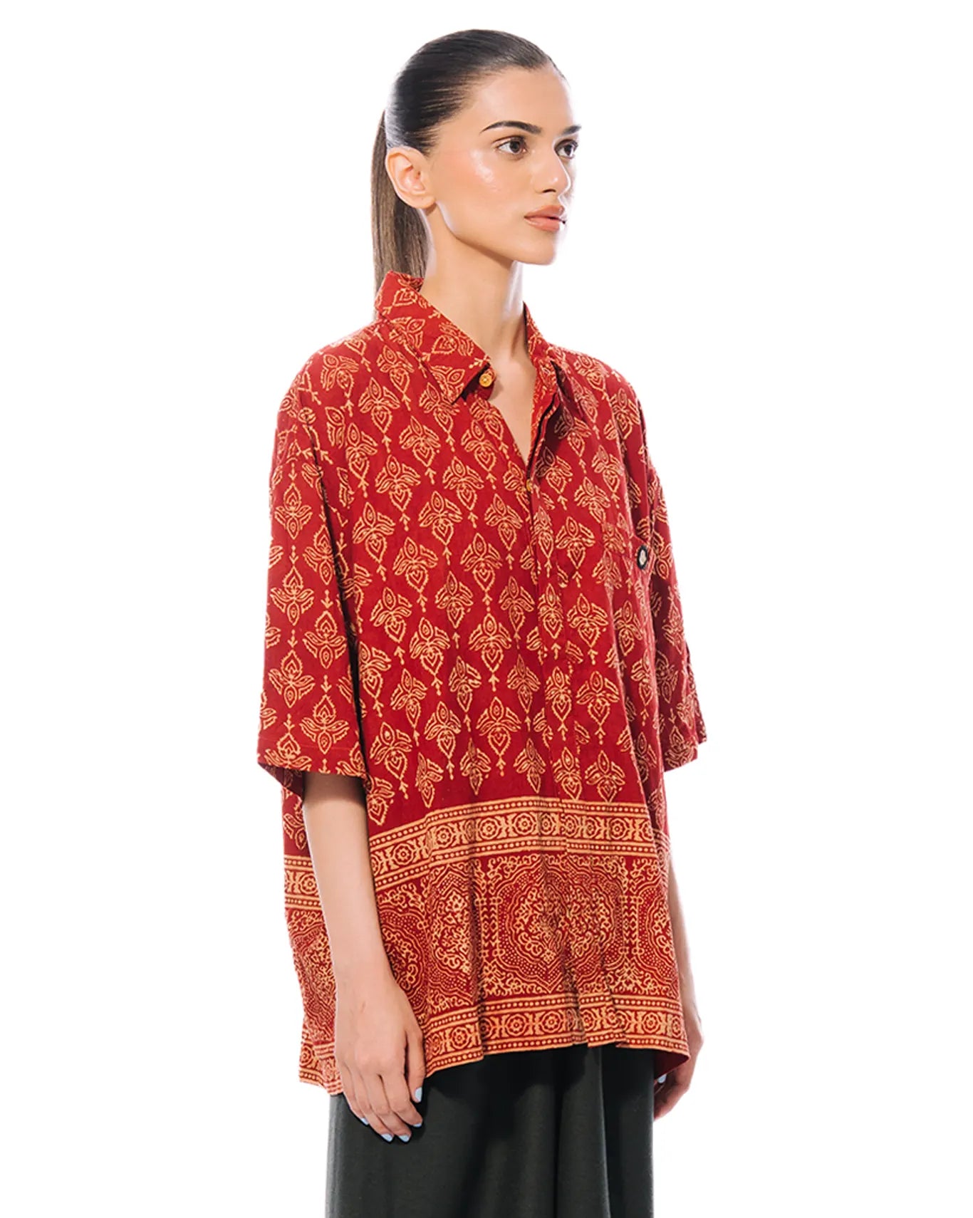 Collected Red Mughal Hand Block Printed Shirt Cult Store PK