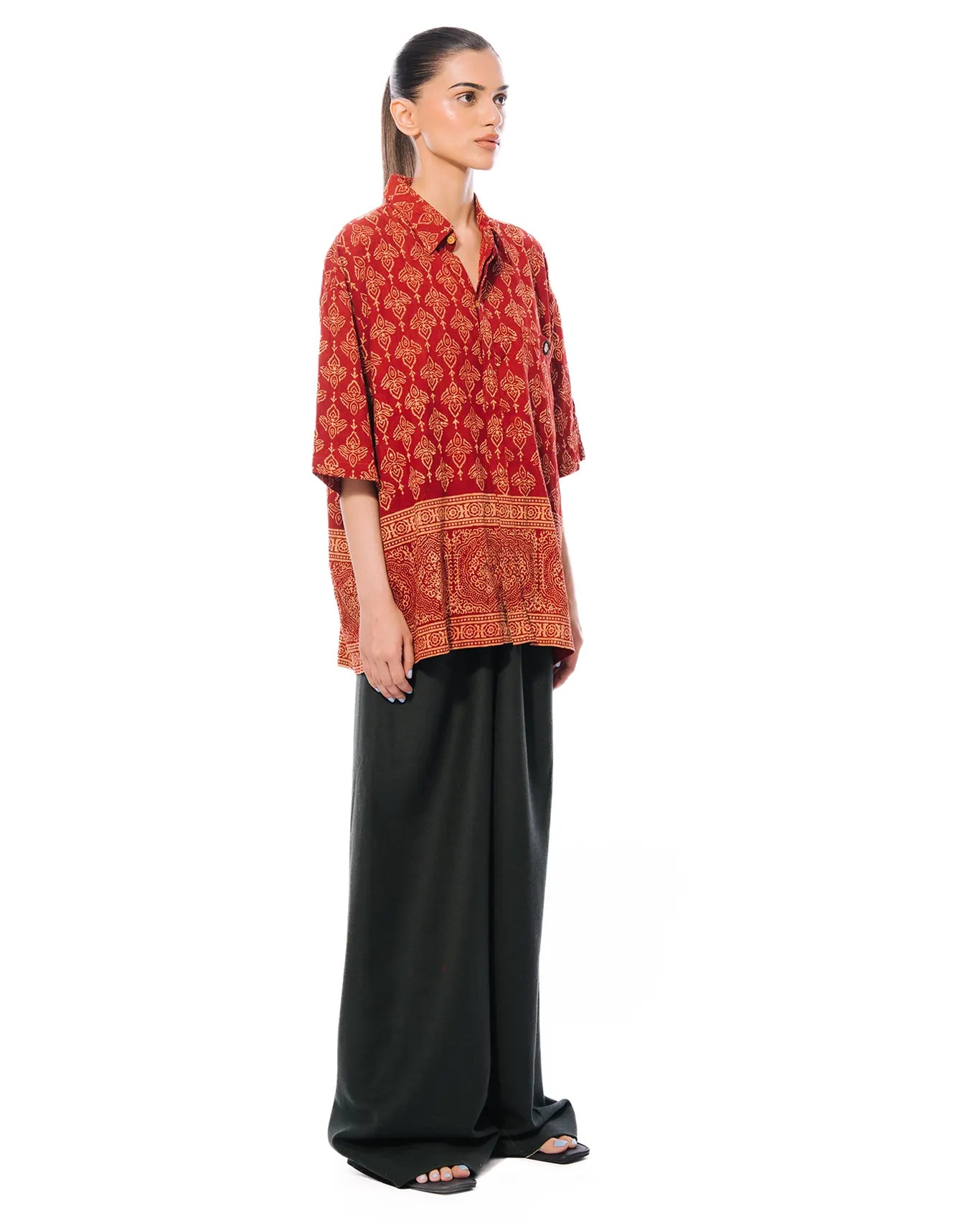 Collected xx Red Mughal Hand Block Printed Shirt Cult Store PK