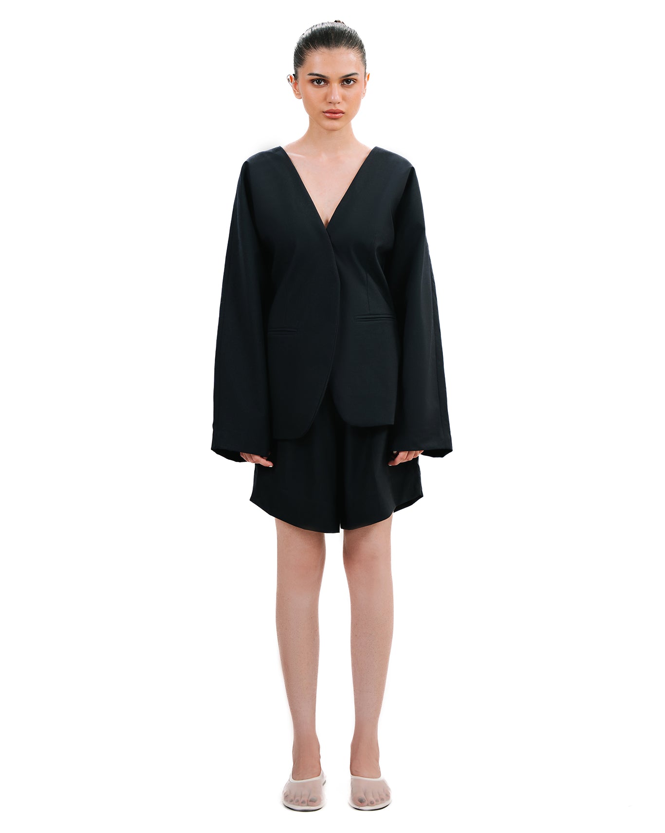 Cyanide Navy Blue Collarless Blazer