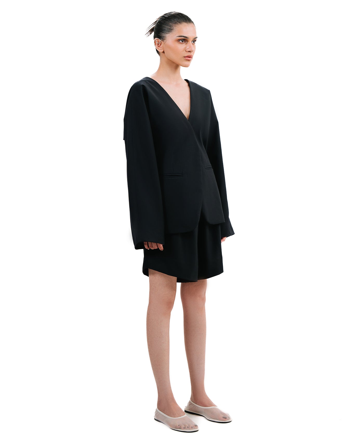 Cyanide Navy Blue Collarless Blazer