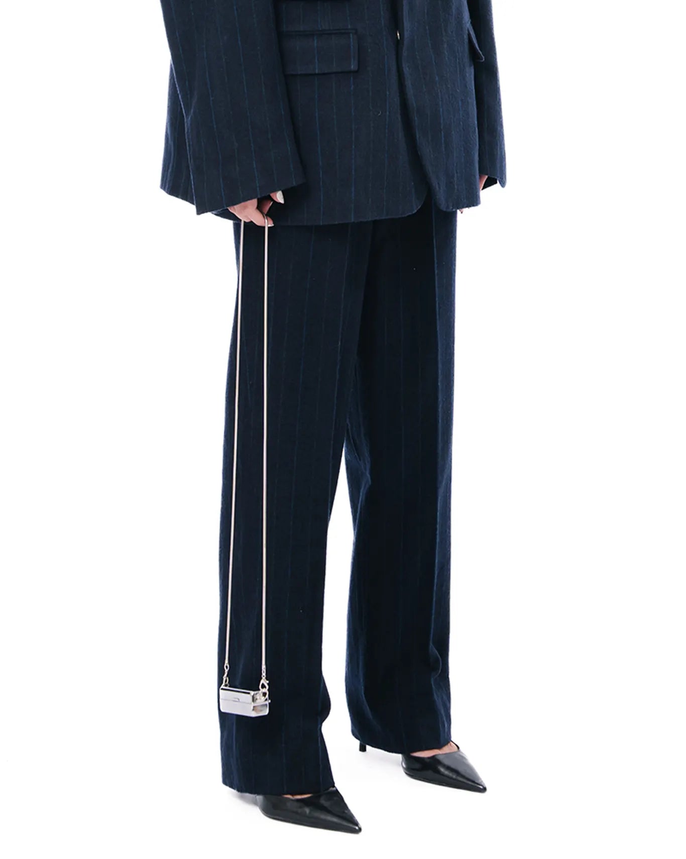 Cyanide Navy Wool Flannel Pinstripe Pants