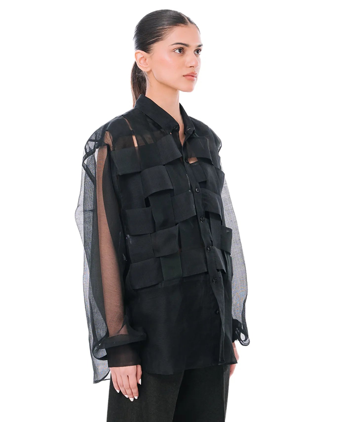Demo Black Lattice Shirt Cult womenswear karachi