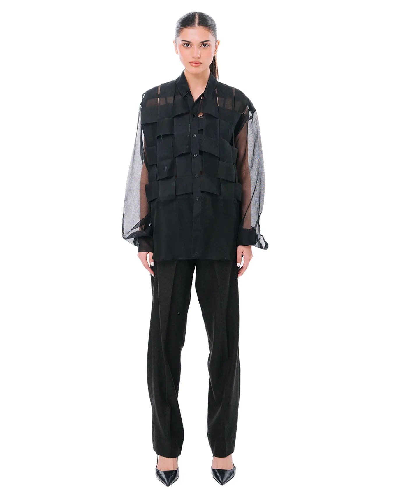 Demo Black Lattice Shirt Cult womenswear karachi