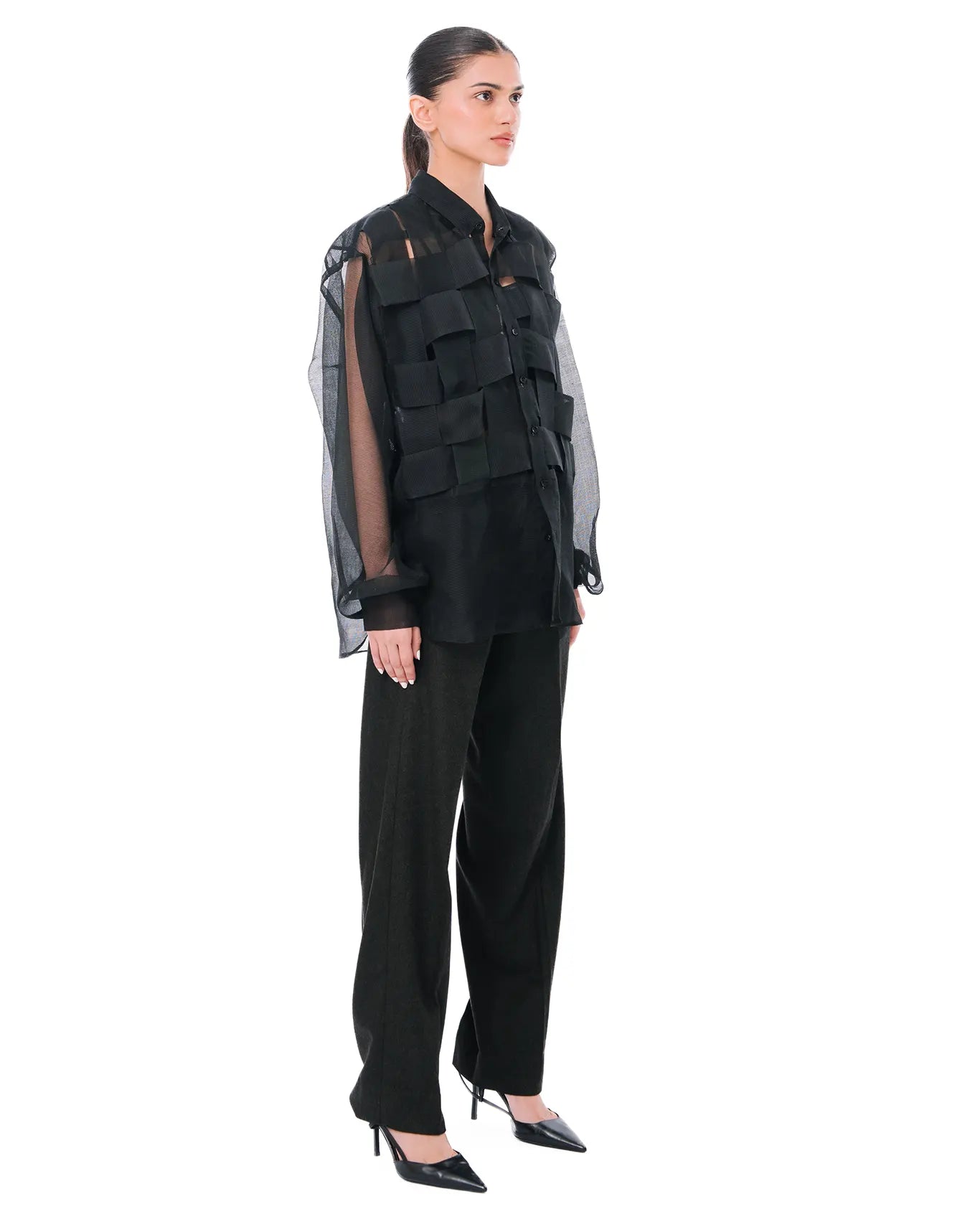 Demo Black Lattice Shirt Cult womenswear karachi