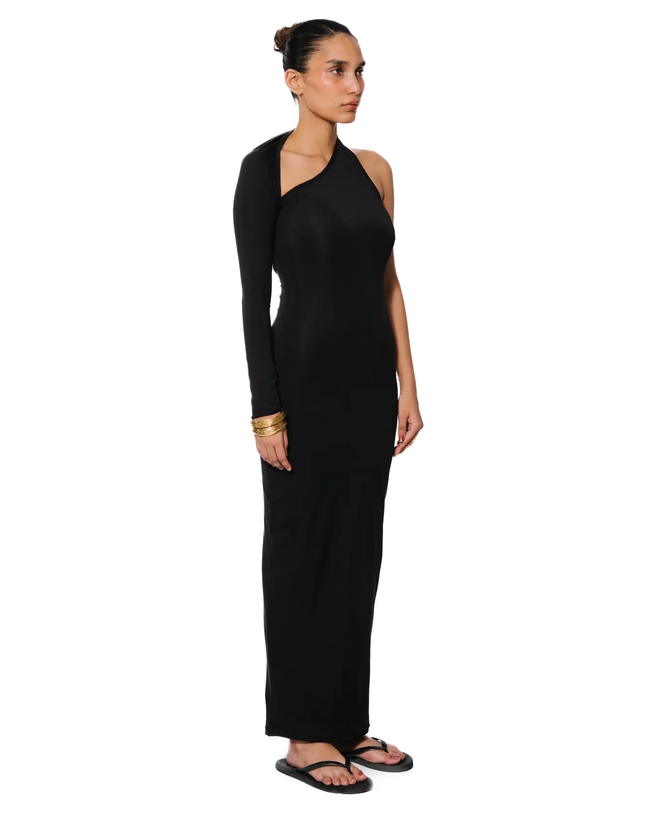 Koyo Black Asymmetric Cutout Dress Cult Karachi