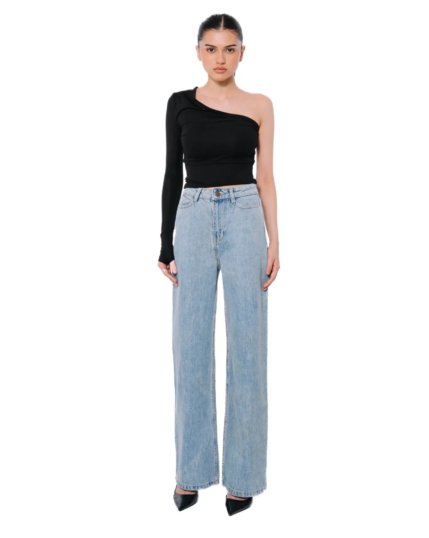 Koyo Black Asymmetric Off Shoulder Top Cult Store