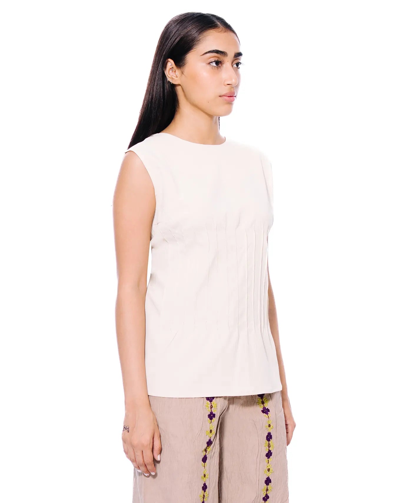 Koyo Cream Pleated Top Cult Store