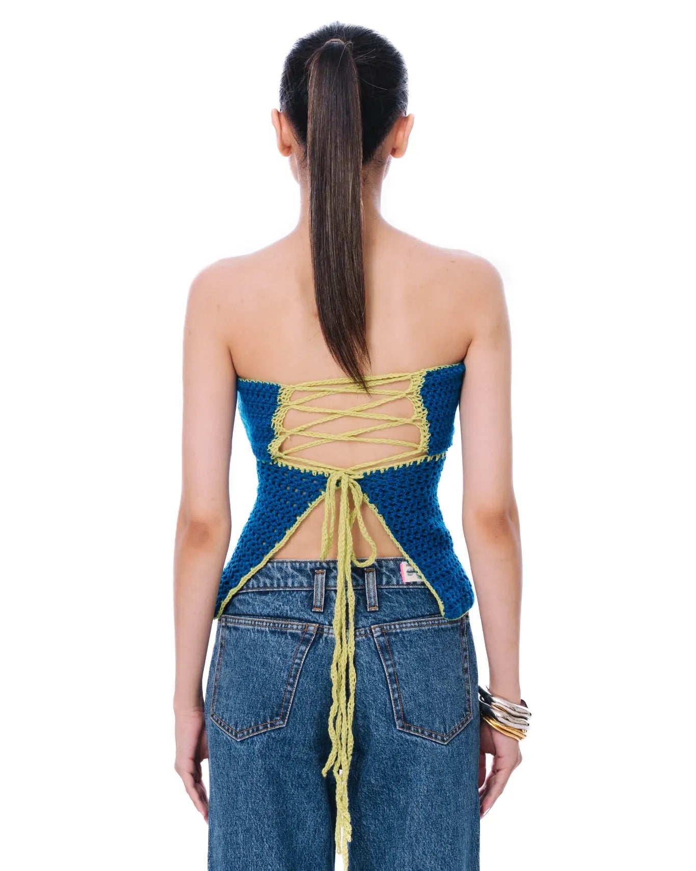 Motia Blue Tie-Up Tube Top