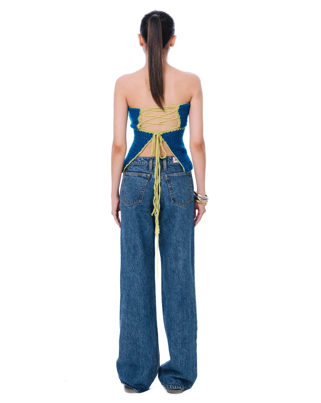 Motia Blue Tie-Up Tube Top
