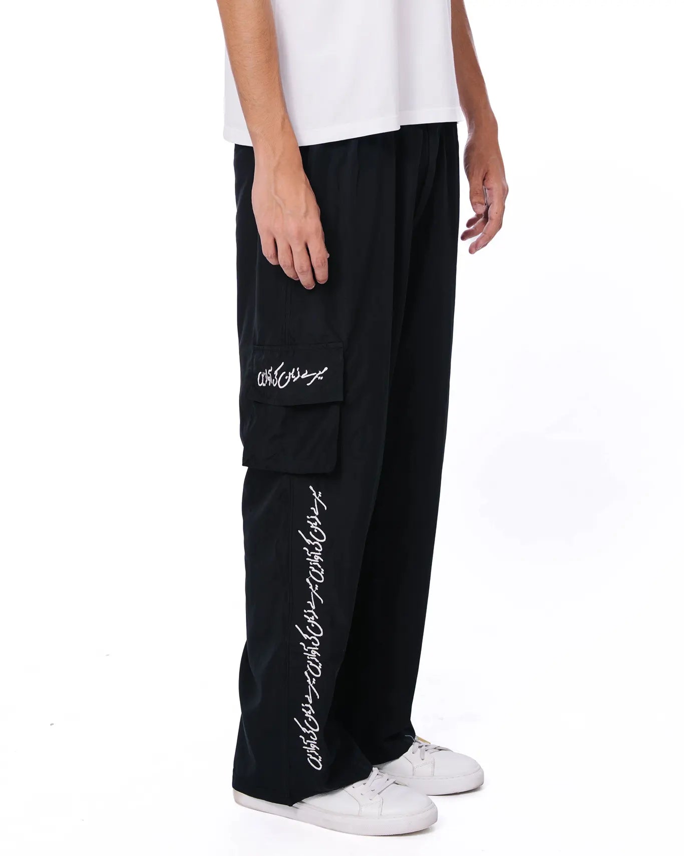 Naqees Black Parachute Trousers cult store unisex