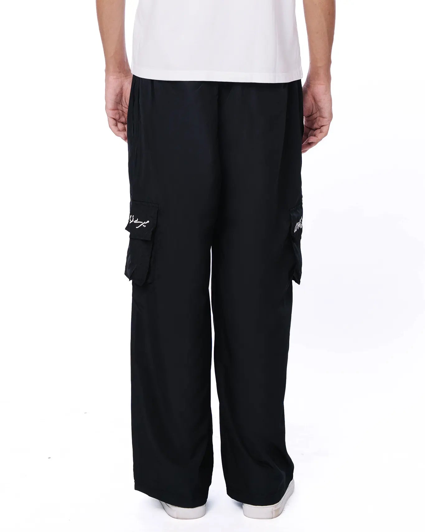 Naqees Black Parachute Trousers cult store unisex