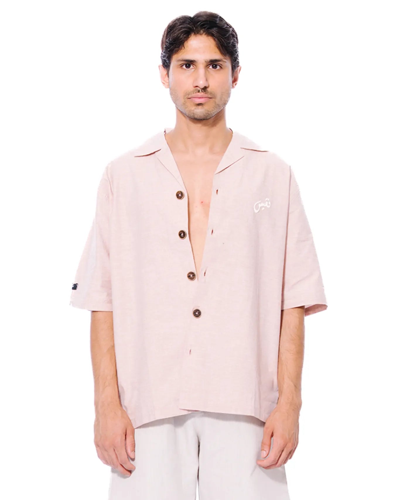 Naqees Peach Button Down Shirt Cult Store Khi