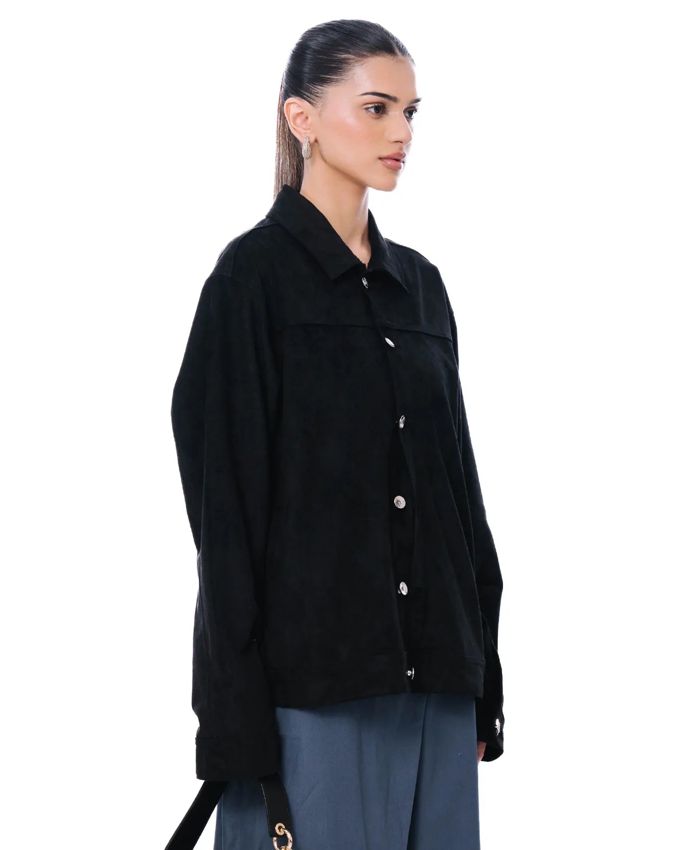 Osami Black Cropped Suede Jacket