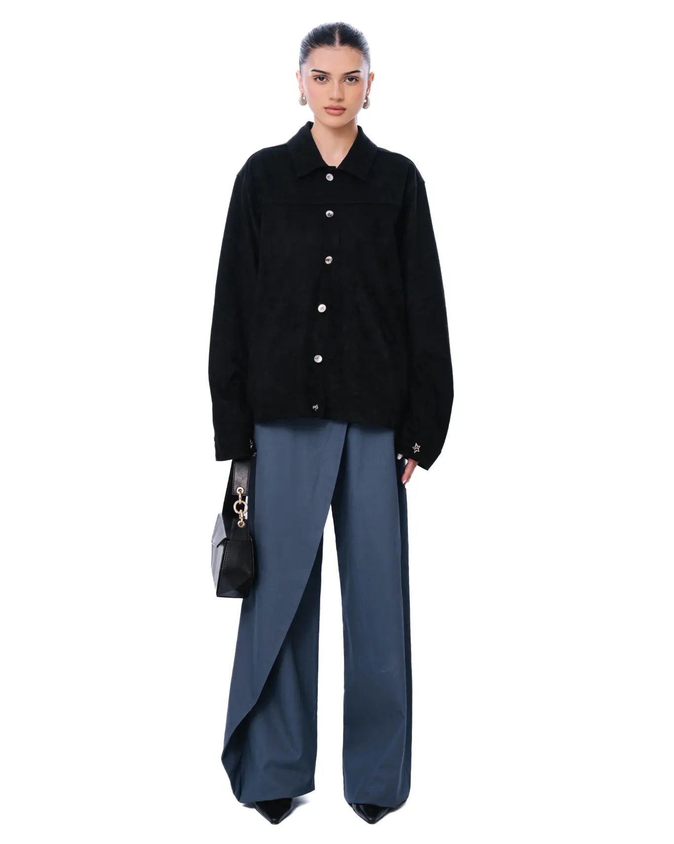 Osami Black Cropped Suede Jacket