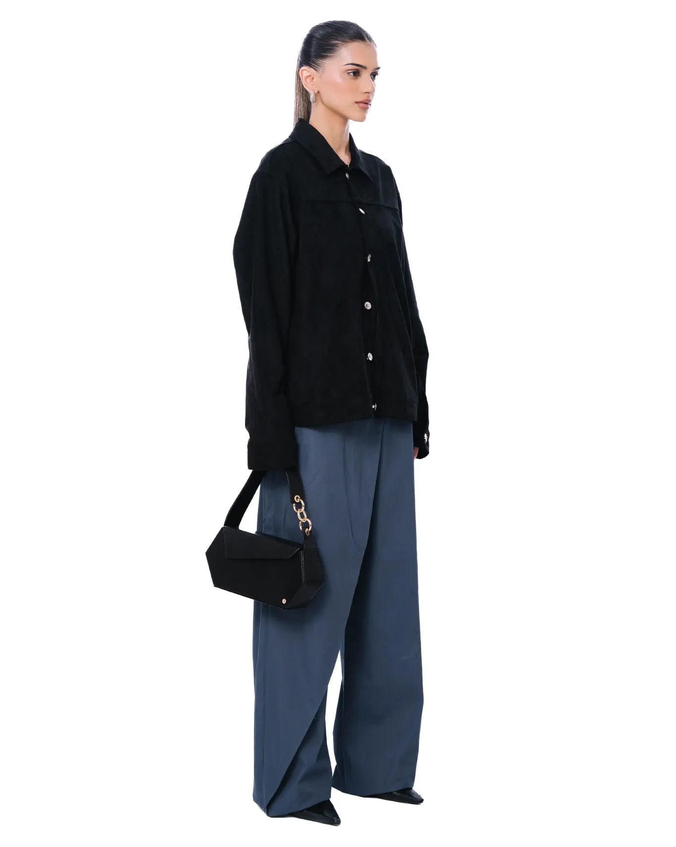 Osami Black Cropped Suede Jacket