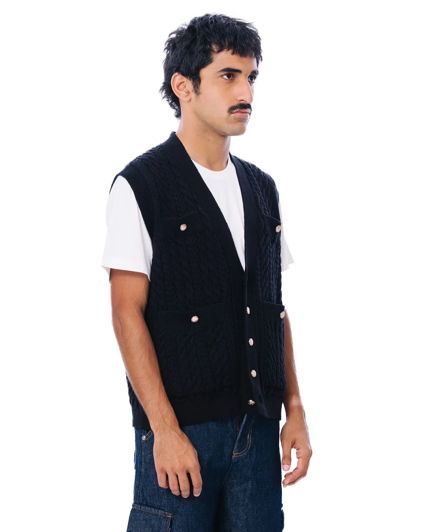 Osami Black Loverboy Ribbed Knit Vest