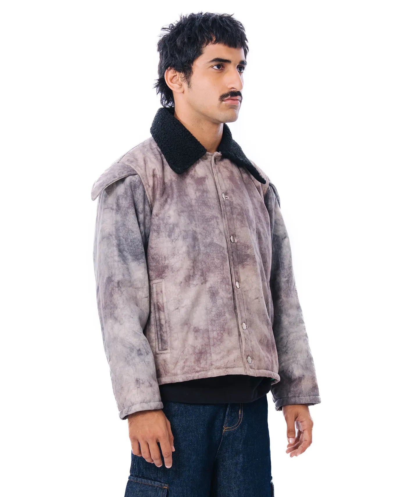 Raa-ay Brown Handcrafted Reptile Skin Popstar Jacket