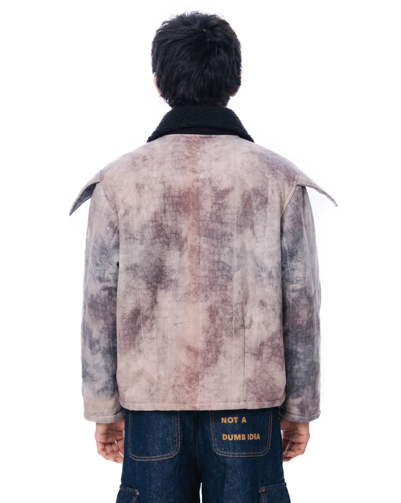 Raa-ay Brown Handcrafted Reptile Skin Popstar Jacket