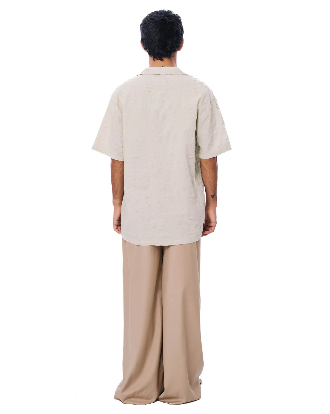 Raa-ay Olive Green Textured Bowler Shirt