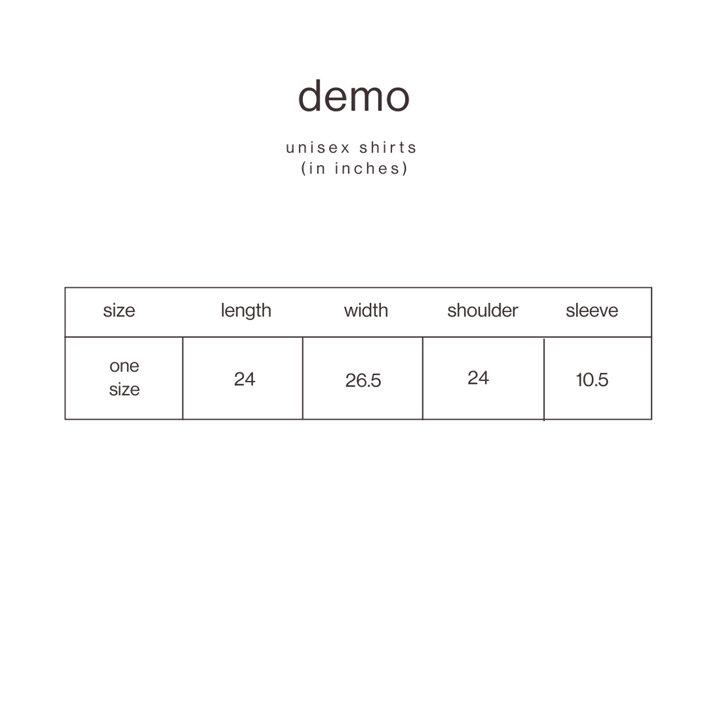Size Guide for White Unfold T-Shirt