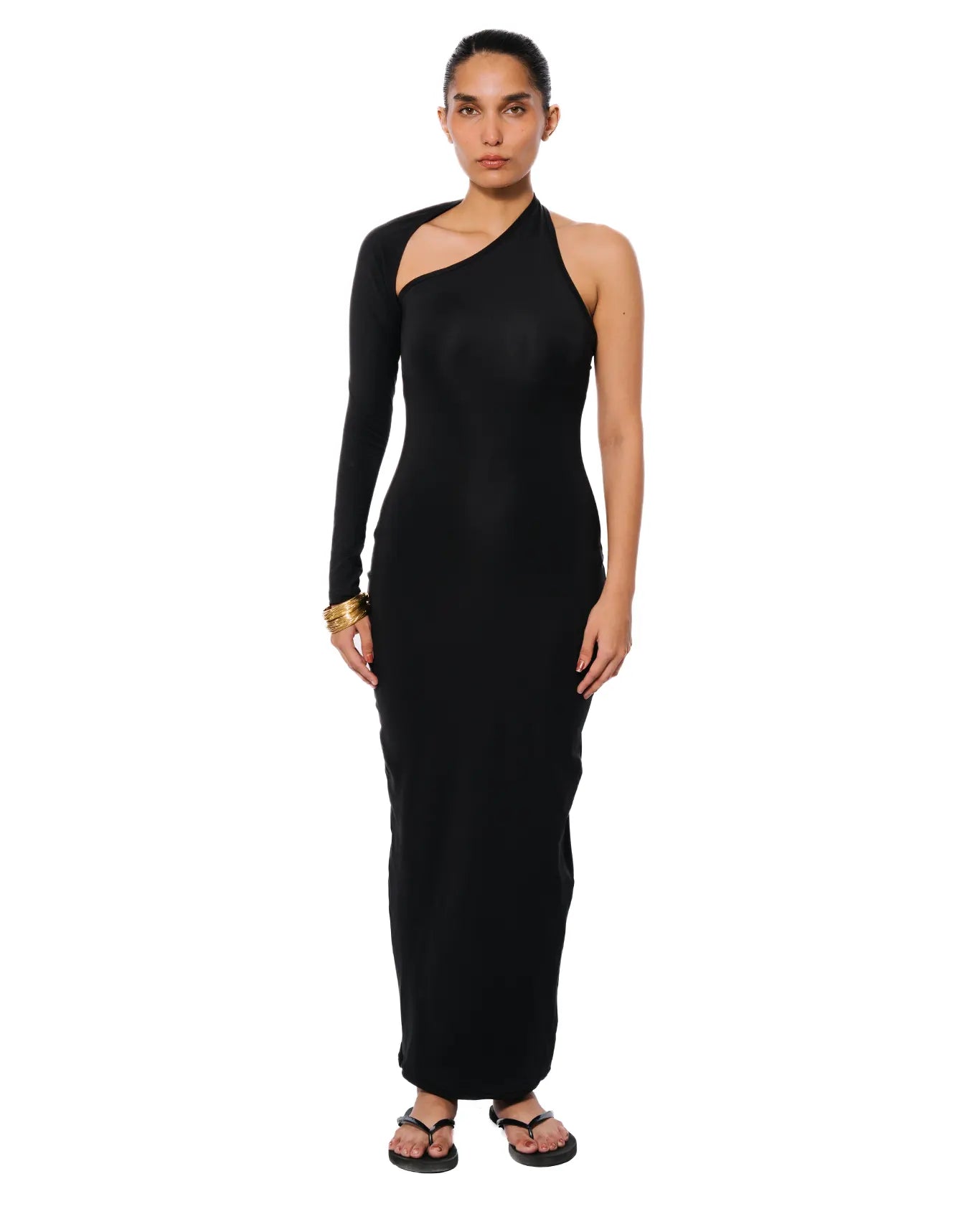 Koyo - Black Asymmetric Cutout Dress CULT Koyo - Black Asymmetric Cutout Dress CULT