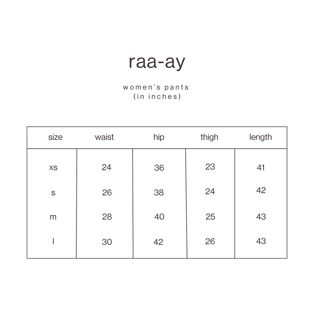 Size Guide for Black Twill Baggy Loose Pants