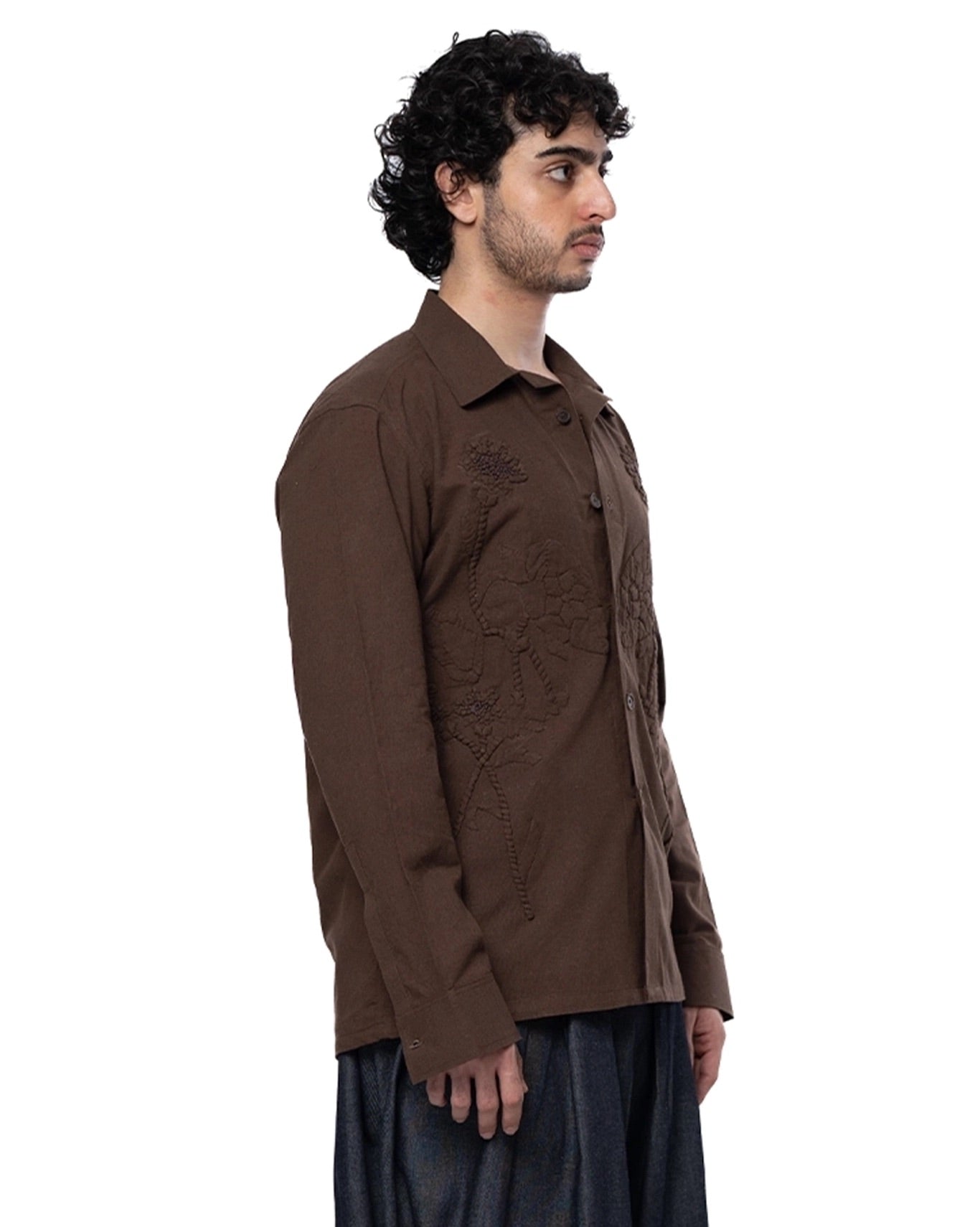 Another Sect Brown Brown Lali Appliqued Jacket - CULT - haider