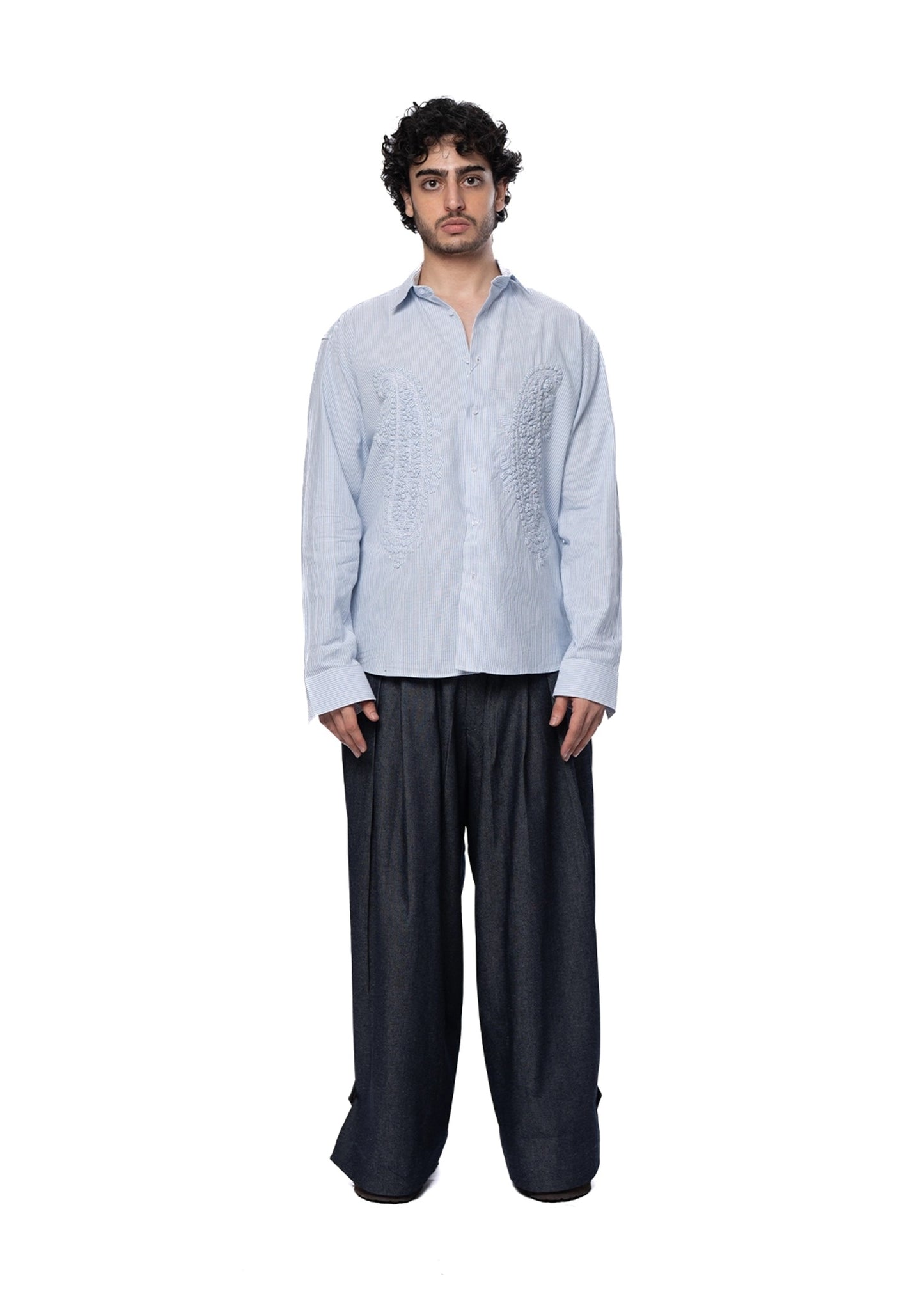 Another Sect Blue Blue Reet Paisley Applique Shirt - CULT - haider