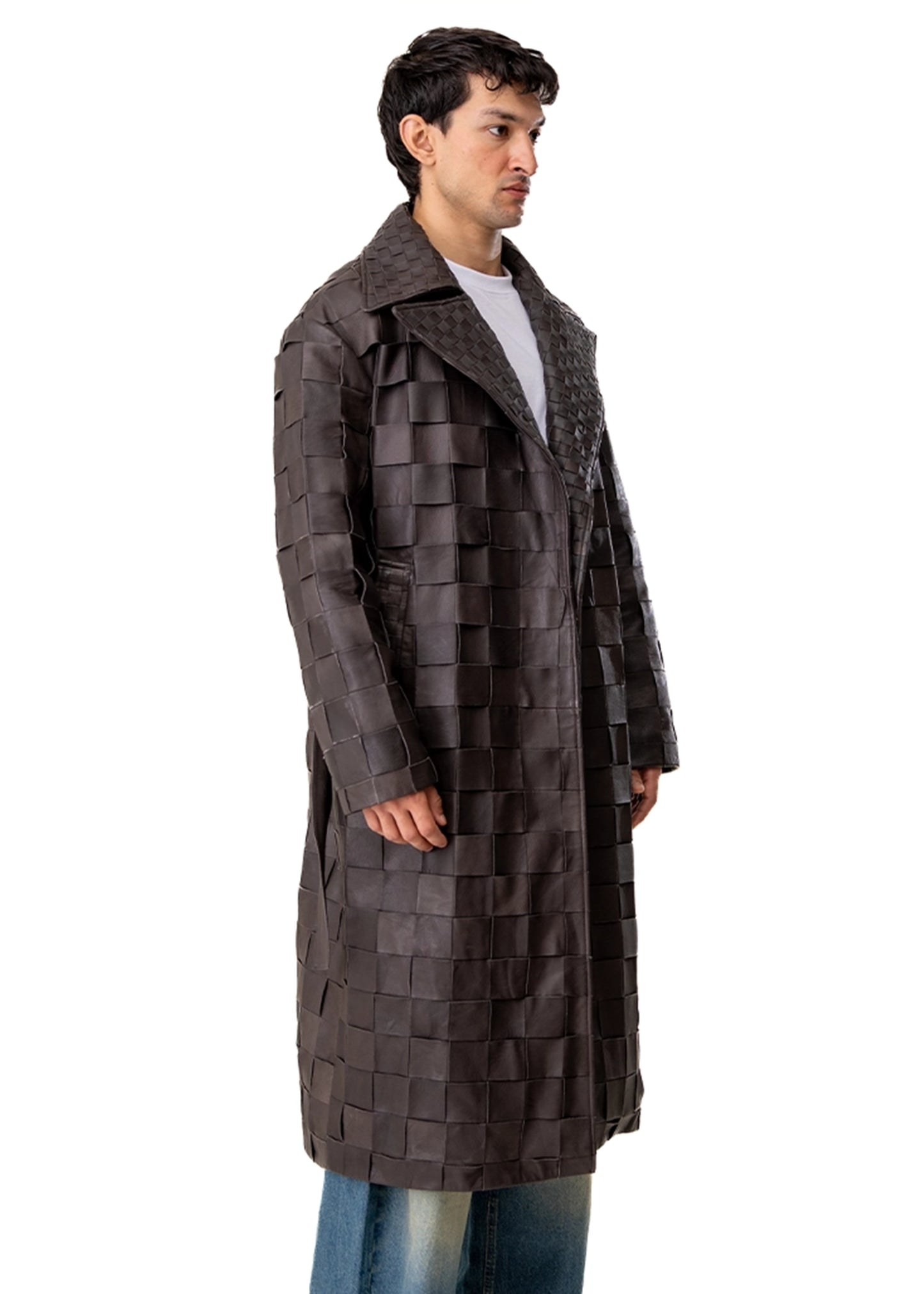 Dreams of Arthur Brown Brown Braided Leather Oversized Coat - CULT - haider