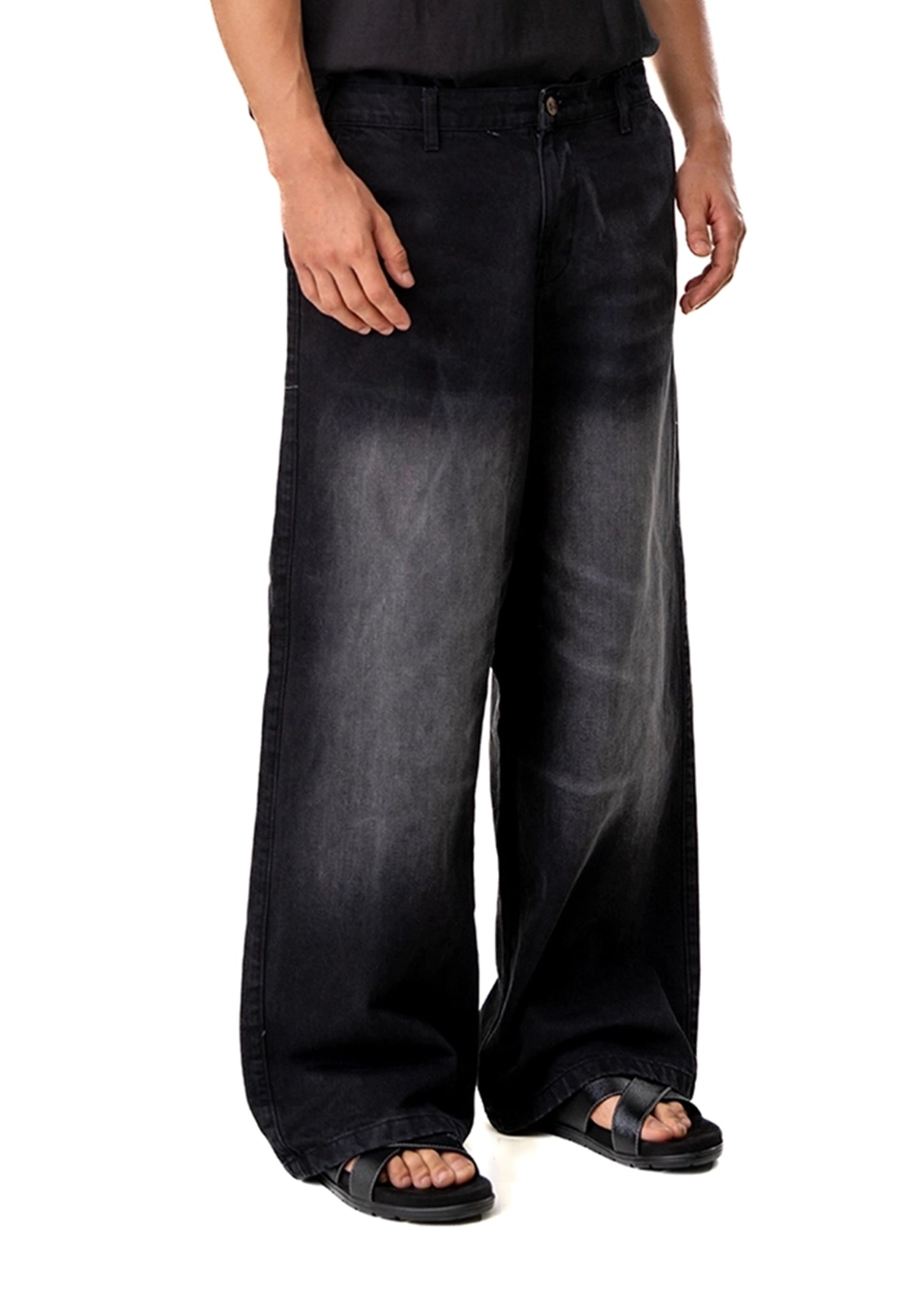 Dreams of Arthur Black Black Dirty Wide-Leg Denim - CULT - haider